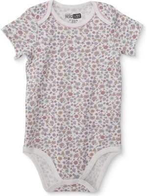 Hellobaby Kız Bebek Body Çiçek Baskılı Çıtçıtlı Zarf Yaka Kısa Kol