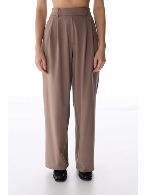 Penti Gri Yüksek Bel Pileli Günlük Pantolon