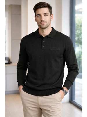 Karaca Polo Yaka %50 Yün %50 Akrilik Erkek Düz Renk Triko Kazak