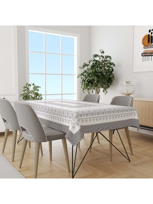 Güzel Mağaza Gri Kanaviçe Desen Dertsiz Şantuk Kumaş Dijital Baskı Dikdörtgen Masa Örtüsü