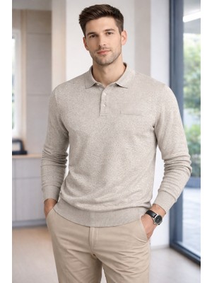 Karaca Polo Yaka %50 Yün %50 Akrilik Erkek Düz Renk Triko Kazak