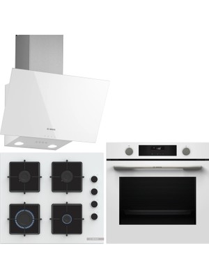 Bosch Beyaz 3 Lü Ankastre Set 487 ( HUA736EV0T - POP6C2P31O - DWK63PJ20T ) - Buhar Destekli -