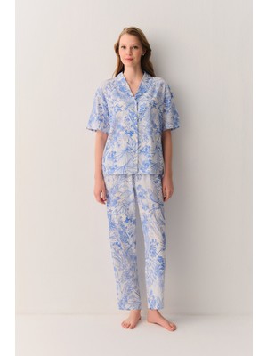 Suwen Elite Pamuklu Gömlek Yaka Pijama Takımı