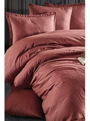 Dua Giyim Çift Kişilik Jakarlı Saten Nev Takımı Arata V2 Kiremit