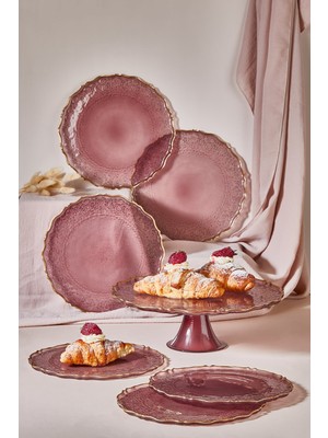 Feyza Design Şık 7 Parça Pasta ve Tatlı Sunum Tabağı Seti, Zarif ve Pratik Kullanım