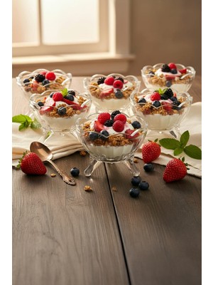 Feyza Design Cam Ayaklı Çerezlik ve Sunum Kase Seti, 10 Cm, 6'lı, Şık ve Kullanışlı