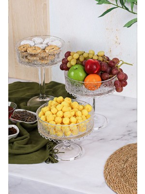 Feyza Design El Yapımı Cam Sunum Kasesi 3 Boy, Meyve ve Salata Sunumu Seti