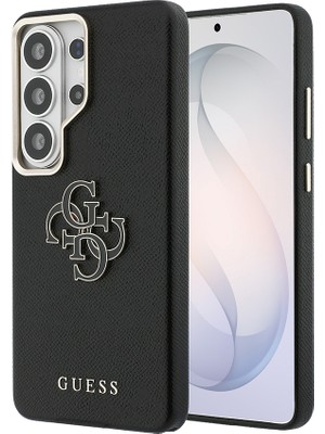 Galaxy S26 Ultra Kılıf Guess Lisanslı Grained Yazı ve 4g Büyük Metal Logolu Kapak Siyah