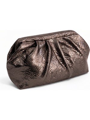 Nope21 Kırışık Desen Platin Clutch