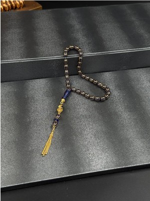 Premium Işlemeli Ateş Kehribar Tesbih Özel Tasarım 22K Altın Kaplama