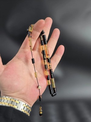 Usta Imzalı Ateş Kehribar Kesme Tesbih Sistemli Püskül Ile