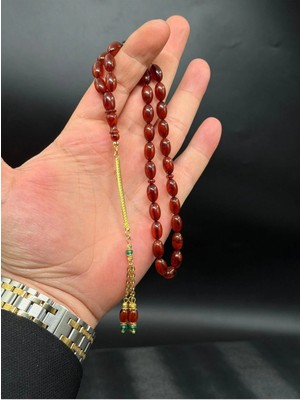 Master Series 50 Yıllık Helezon Sıkma Kehribar Tesbih 22K Özel Tasarım Altın Kaplama Püskül