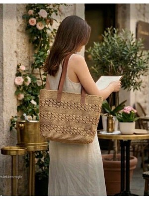 Megahan Şık Kağıt Ip El Orgu Trend Çanta