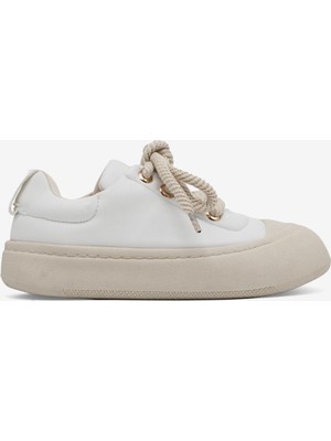 Tonny Black Kadın Beyaz Rahat Kalıp Kauçuk Taban Bağcıklı Sneaker