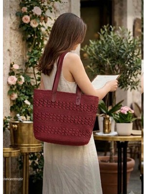 Megahan Şık Kağıt Ip El Orgu Trend Çanta