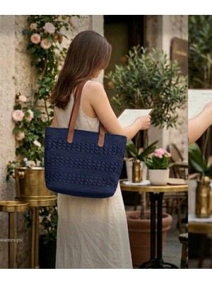 Megahan Şık Kağıt Ip El Orgu Trend Çanta