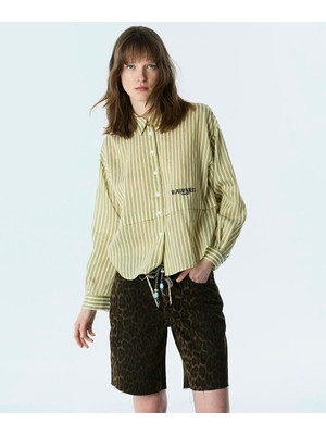 Twist Slogan Nakışlı Oversıze Gömlek TS1260025224070