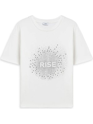 Twist Hotfıx Baskılı Oversıze Tişört TS1260070253018