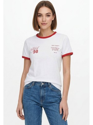 Rays Kırmızı Yazı Baskılı Yaka Detay Tişört 8109