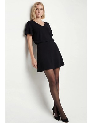 Journey V Yaka-Volan Kol Aksesuarlı, Bluz