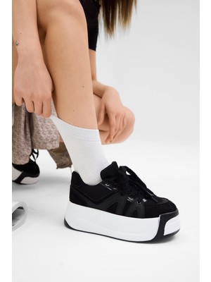 Tonny Black Kadın Siyah Yüksek Taban Rahat Bağcıklı Sneaker