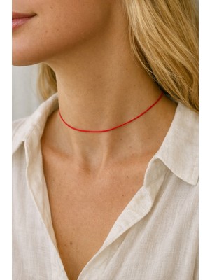 Crystal Atelier Ayarlanabilir Kırmızı Ip Kolye Choker ve Bileklik Takımı