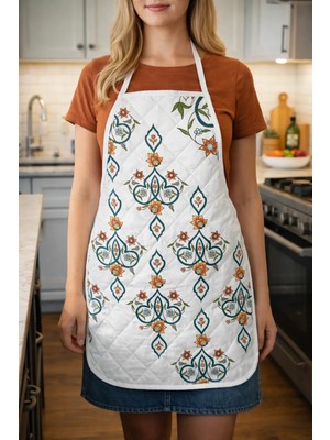 Mislina Home Kapitone Dolgulu Mutfak Önlüğü Çeyiz Seti | Önlük Fırın Eldiveni 2 Adet Tutacak Takım | Canary