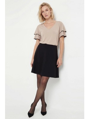 Journey V Yaka-Volan Kol Aksesuarlı, Bluz