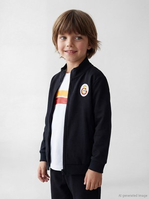 Lcw Siyah Galatasaray Baskılı Erkek Çocuk Tişört ve Fermuarlı Sweatshirt