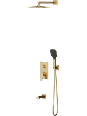 Teska Simena Üç Yollu Ankastre Set - Fırçalı Mat Altın