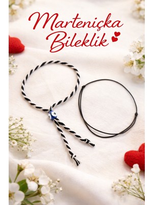 Crystal Atelier Siyah Ip Bileklik ve Marteniçka Set