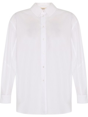 ROMAN Fermuar ve Cep Detaylı Boyfriend Gömlek Beyaz YY013539_002