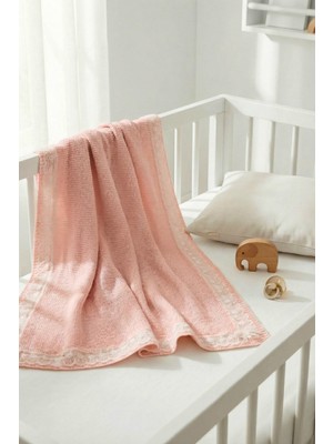Sevim Dantelli Triko Örme Kız Bebek Battaniyesi 80X100 cm - Yumuşak, Hafif, Fistolu Örgü Battaniye - Pudra