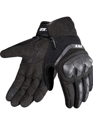 Ls2 Kubra Siyah Eldiven Suni Deri Malzeme ile Dokunmatik Ekran Uyumlu Güvenli Koruma