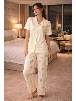 Pijapia Kısa Kol Önden Düğmeli Kadın Pijama Takım 3028