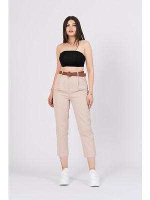 MissVina Kemerli Gabardin Kot Kumaş Kalem Denim Pantolon 3880