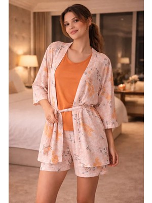 Pijapia Sabahlıklı Üçlü Kadın Şort Takım 3031