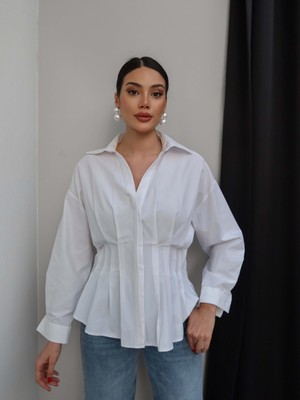 Esra Helvacı Bel Pileli Gömlek
