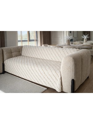 Çeyiz Merkezi Sakallı Şönil Kumaş Çizgili Koltuk Örtüsü 180X220 cm