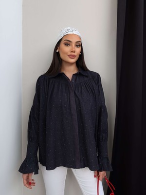 Esra Helvacı Taş Baskılı Denim Gömlek