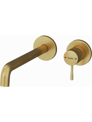 Teska Atlas Ankastre Lavabo Bataryası-Fırçalı Mat Altın