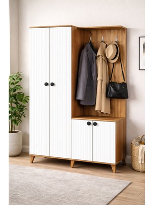 Setay Portmanto Arven Askılıklı Portmanto Vestiyer Ayakkabılık - Ceviz