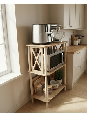 Cmd Wood Arona Çok Amaçlı 3 Katlı Ahşap Raf – Mutfak, Balkon, Ofis, Otel Kullanımına Uygun Organizer