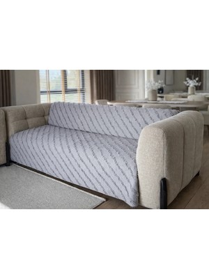 Çeyiz Merkezi Sakallı Şönil Kumaş Çizgili Koltuk Örtüsü 180X220 cm