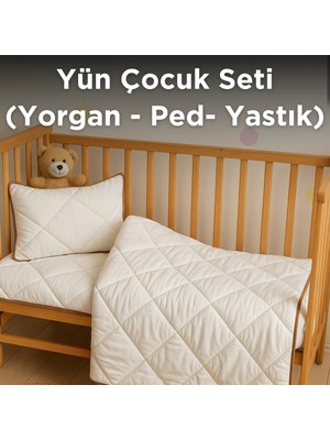 Yünevim Yün Çocuk Uyku Seti | Çocuk Yastık - Çocuk Ped - Çocuk Yorgan
