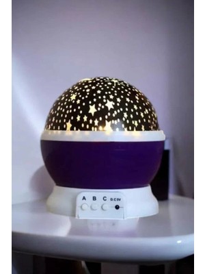 Pileli Store Yıldızlı Gökyüzü Projeksiyon Gece Lambası Hareketli Işık Şovu