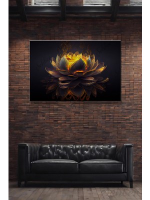 Şehber Modern Dekoratif Tekli Kanvas Duvar Tablosu Yatay Salon Mutfak Yatak Odası Ofis Lotus Çiçeği