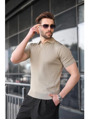 Madmext Vizon Slim Fit Polo Yaka Triko Erkek Tişört E7472