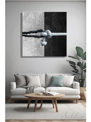 Şehber Modern Dekoratif Tekli Kanvas Duvar Tablosu Kare Salon Mutfak Yatak Odası Ofis Sembolik Düğüm