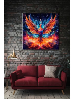 Şehber Modern Dekoratif Tekli Kanvas Duvar Tablosu Kare Salon Mutfak Yatak Odası Ofis Anka Kuşu